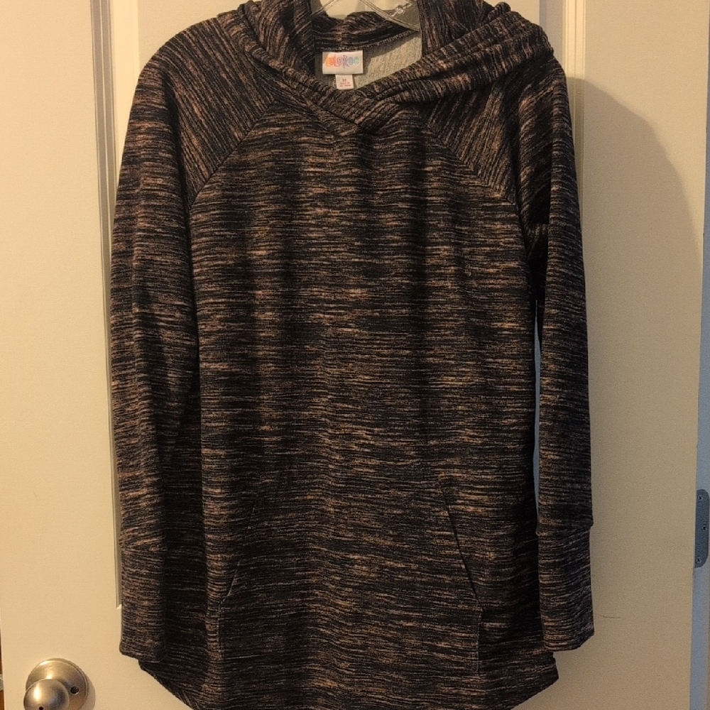 LuLaRoe Hoodie with Black and Brown Stripes